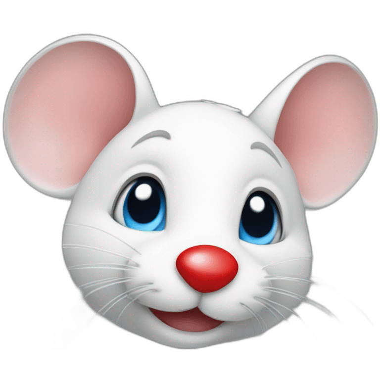 a litte mouse with a red nose and blue eyes emoji