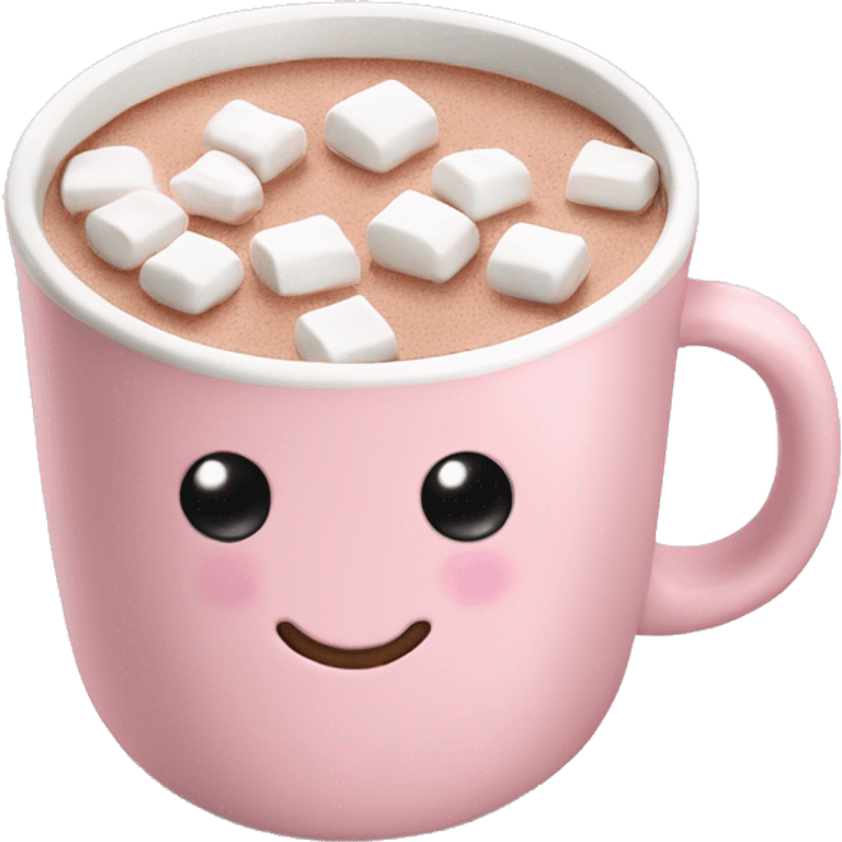 Light Pink mug of hot chocolate with marshmallows  emoji