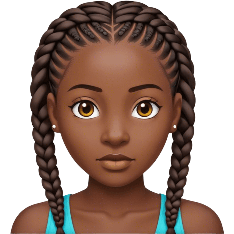 portrait of dark-skinned woman with cornrows  emoji