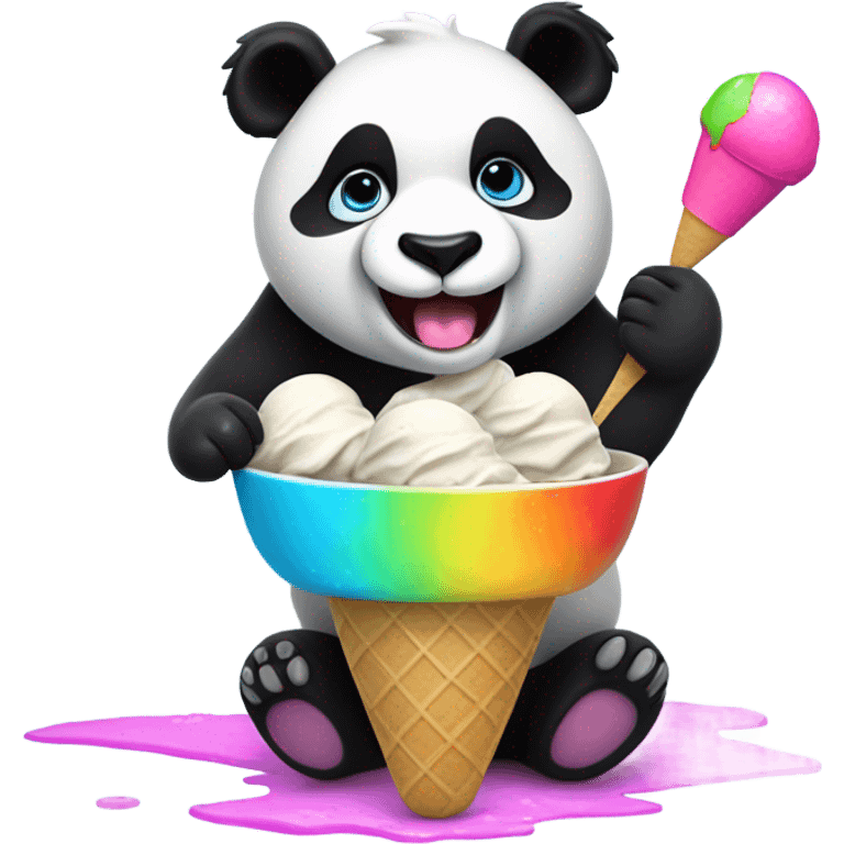 Panda eating ice cream emoji