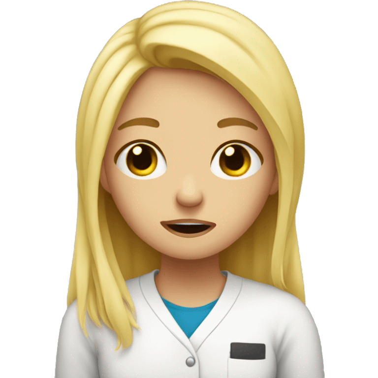 Blond girl crying after her exam emoji