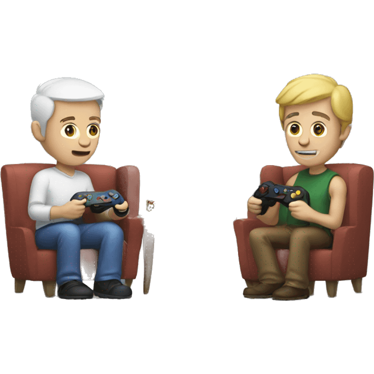 two white men play video games emoji