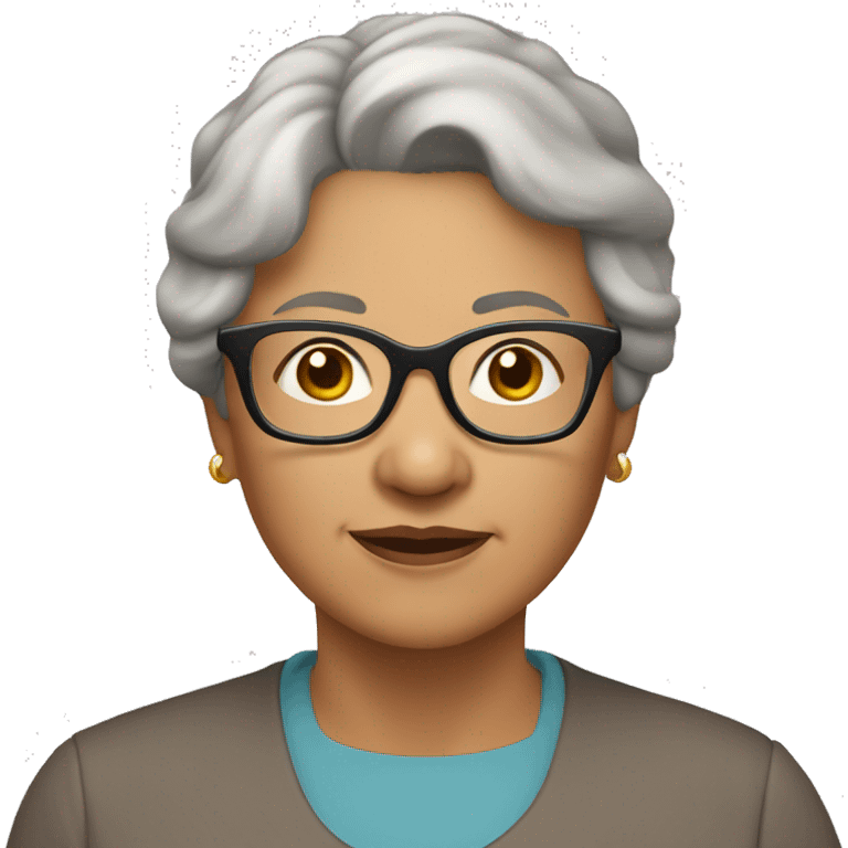 grandmother, light-brown short hair, light skin color, round shape eyeglass emoji