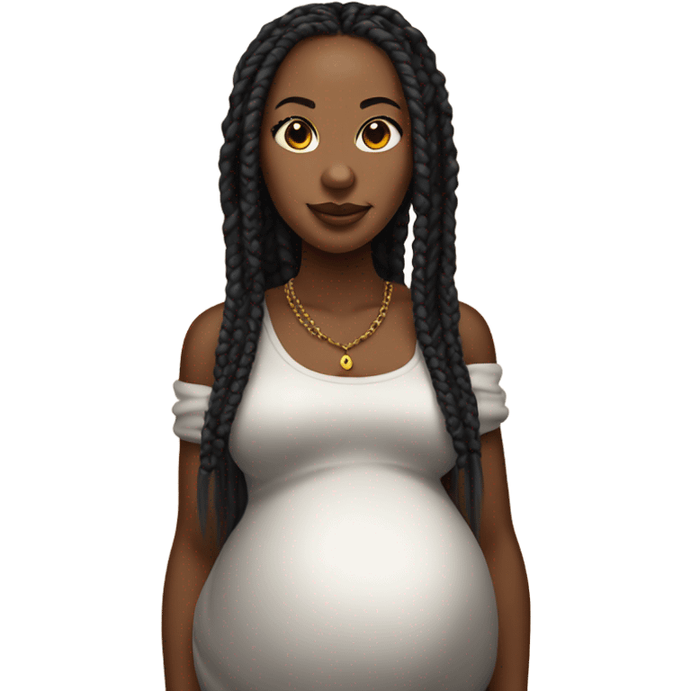 black pregnant woman with box braids and double nose piercing  emoji