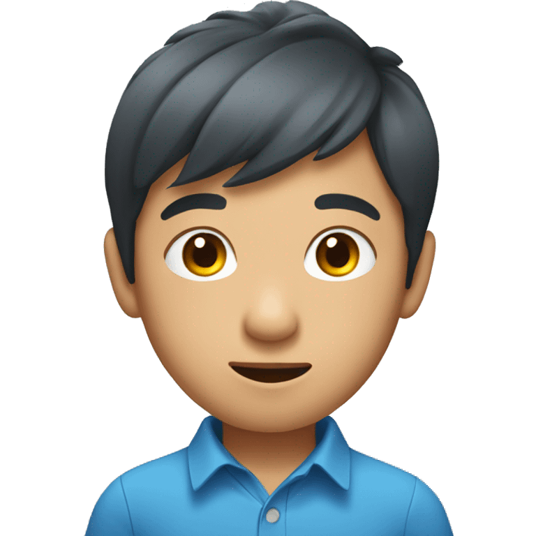 Head shot of Asian boy Wearing a blue shirt emoji