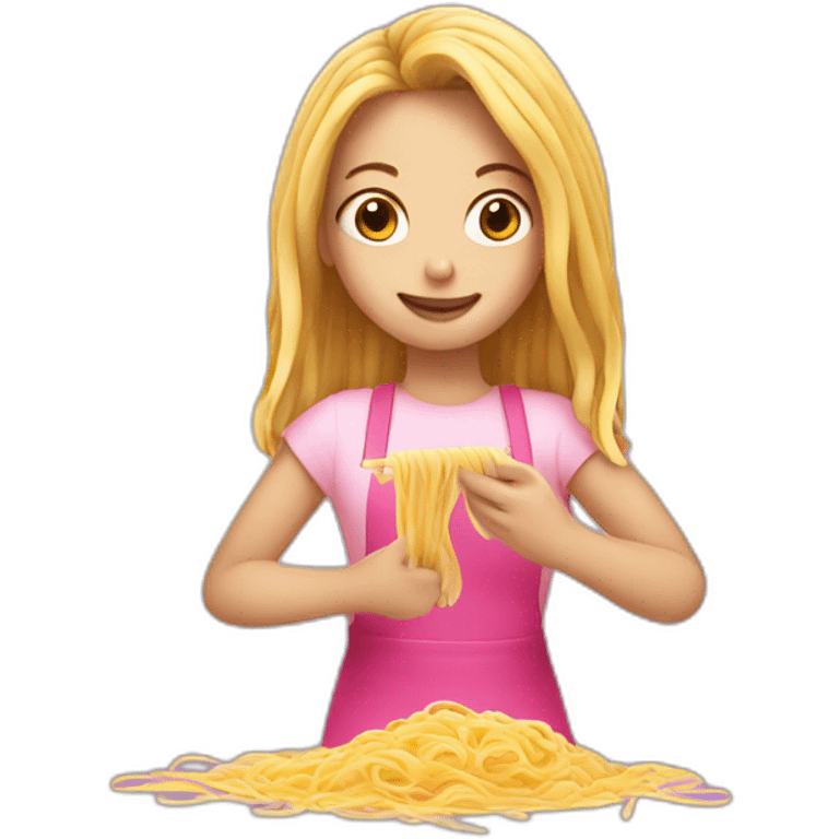 pink girl making pasta emoji