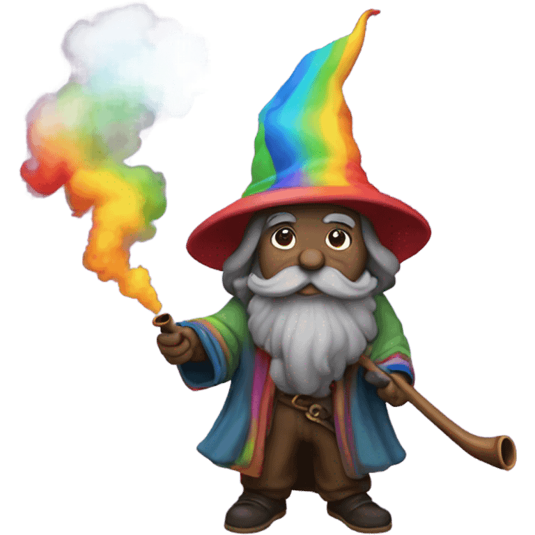 Wizard smoking a pipe with rainbow emoji