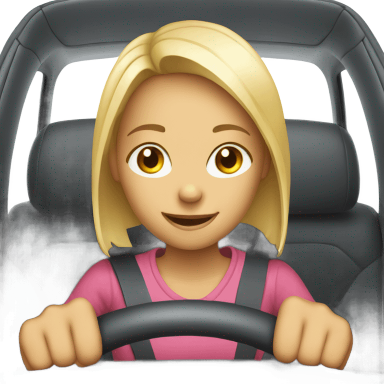 smiling girl in car emoji