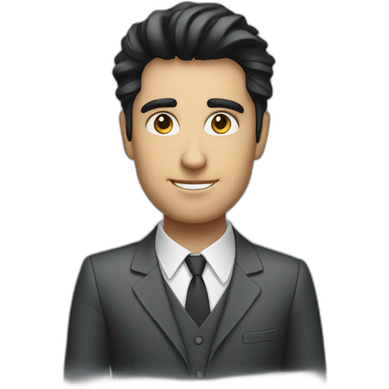 cool salesman with dark hair emoji