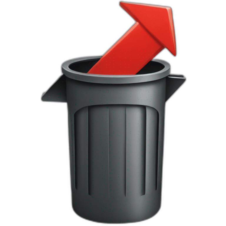 red arrow pointing into a trashcan with an open lid emoji