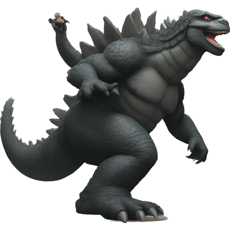 Godzilla giving King Kong a piggy back ride emoji