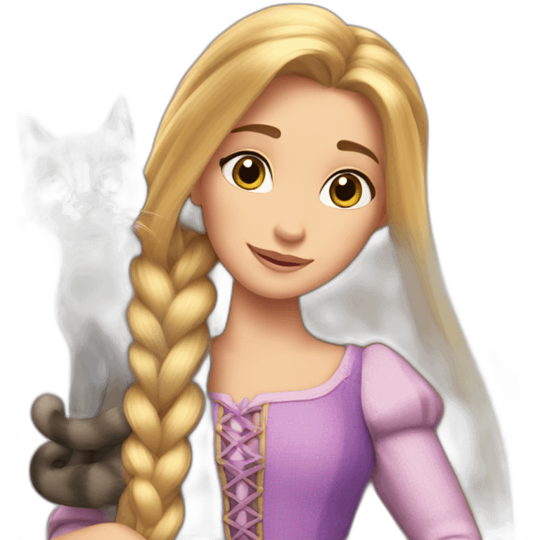 Rapunzel with cat emoji