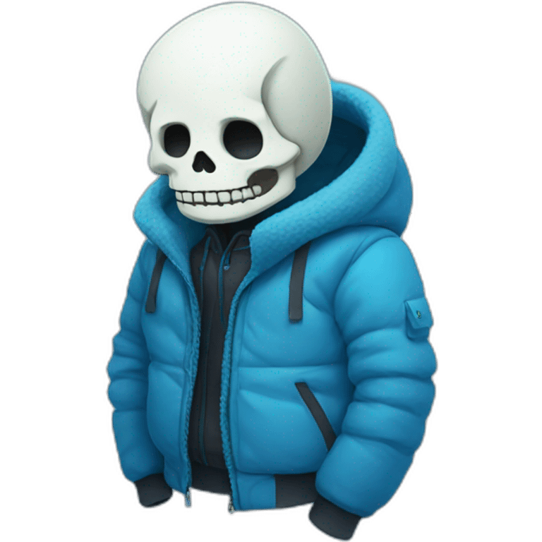 Sans the skeleton with blue winter jacket emoji