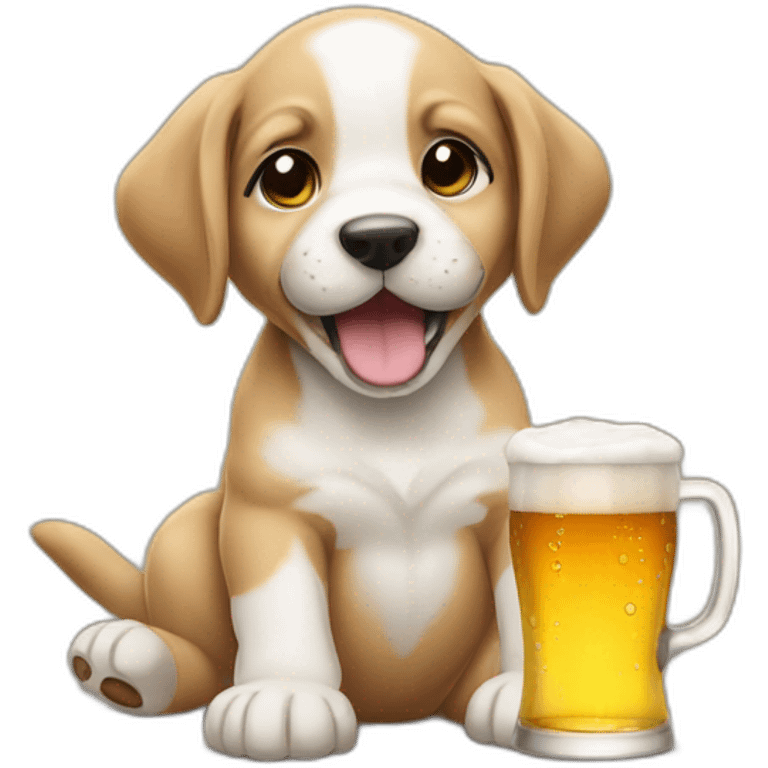 puppy drinking beer emoji