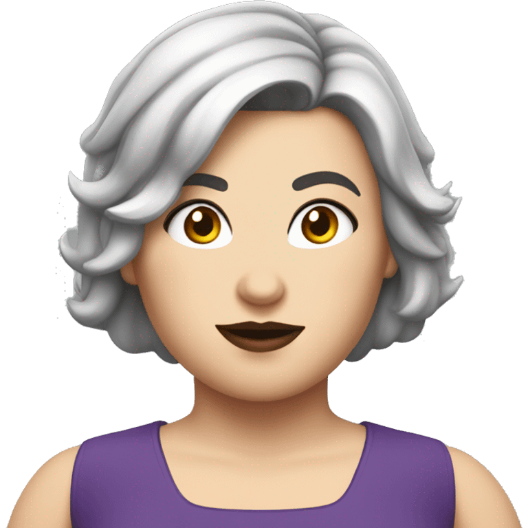 Overweight white brunette with Betty Paige haircut female superhero emoji