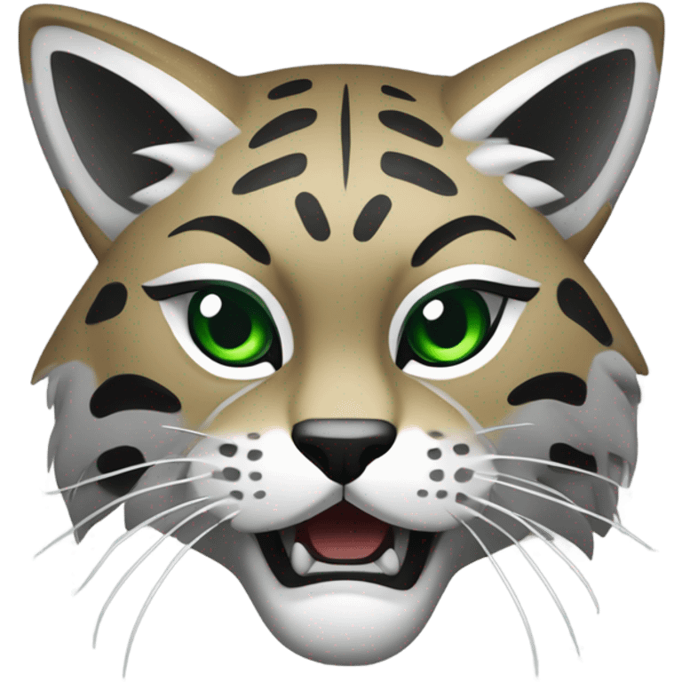 Logo of Ohio University featuring the word ‘OHIO’ in bold, green, uppercase letters, with a fierce-looking bobcat mascot illustration below the text. The bobcat is depicted with sharp teeth and intense eyes, symbolizing strength and determination. emoji