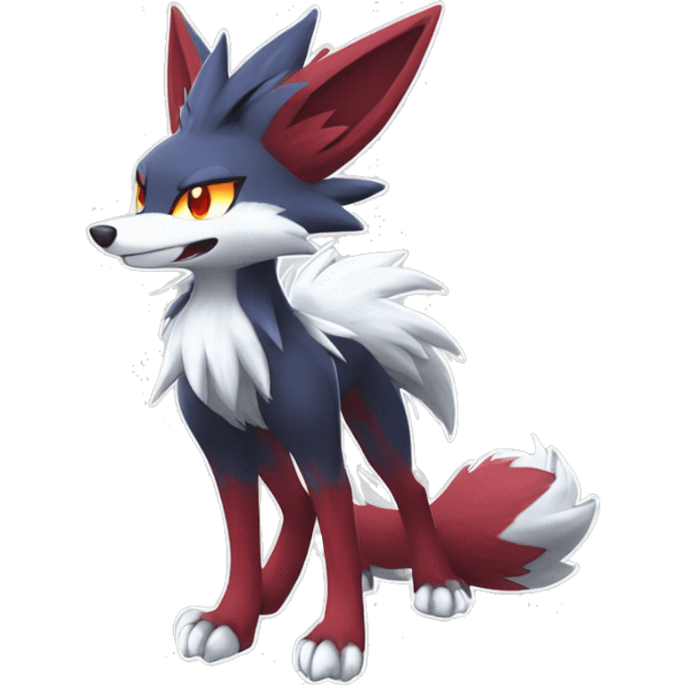  Braixen-Zoroark-Lycanroc Midnight Form-Fakemon Full body emoji