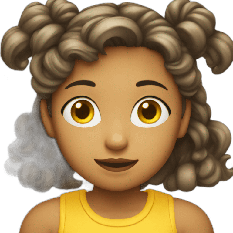 A girl werring yellow emoji