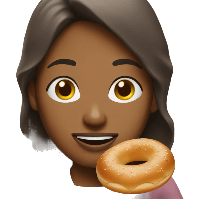 woman holding giant salt beef bagel emoji