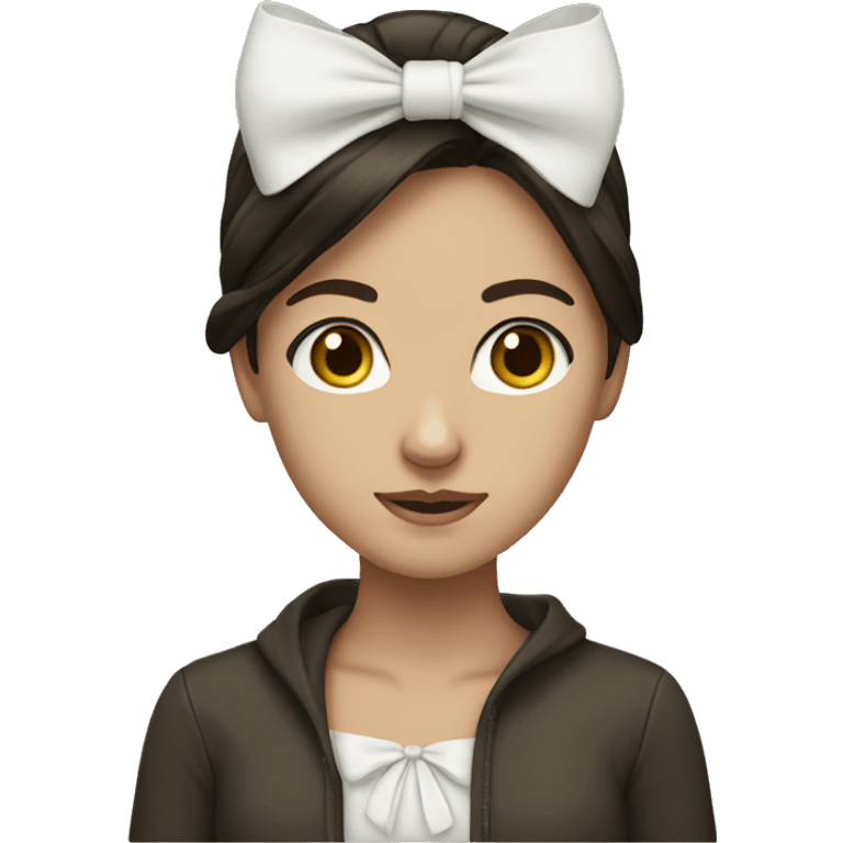 Brunette girl with a white  bow  emoji