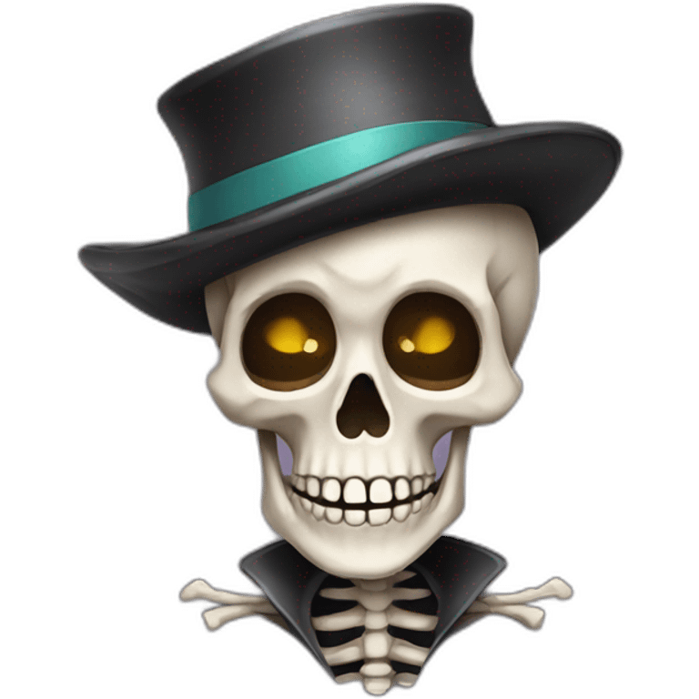 cute skeleton with a hat emoji