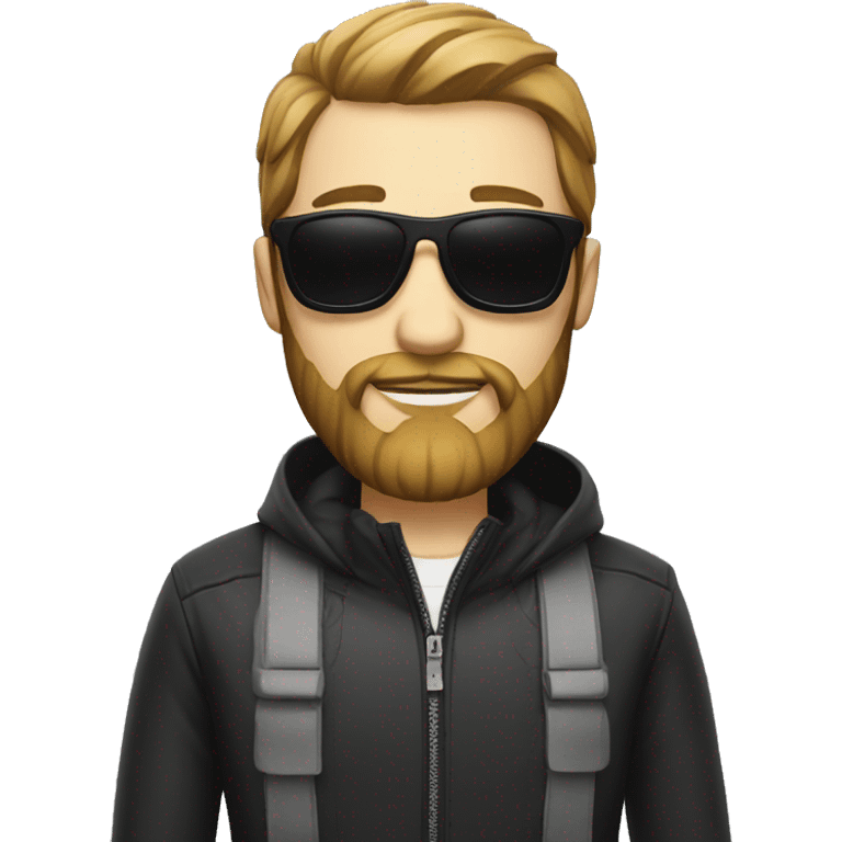 a man, with white skin, with a beard wearing black sunglasses emoji