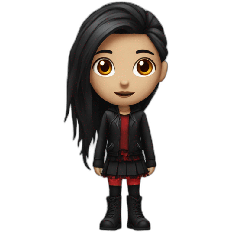 goth girl with half black and half red hari emoji