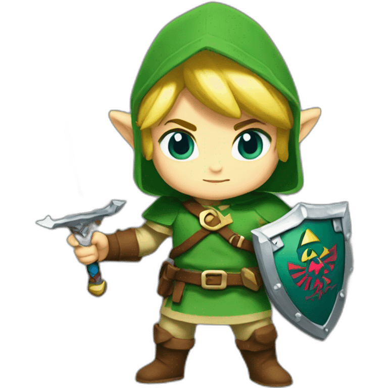 Zelda baby link standing with sword and shield emoji