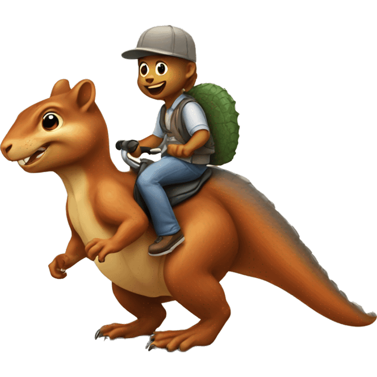 Squirrel riding a dinosaur emoji