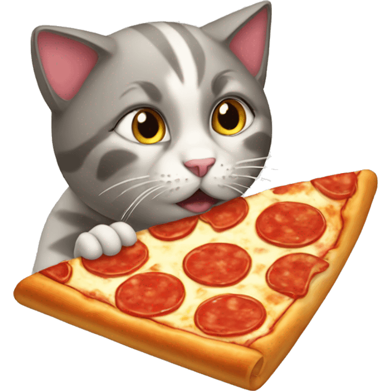 Cat eating pizza emoji