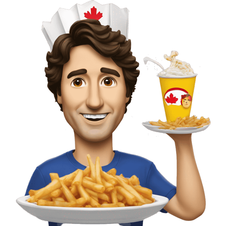 Justin trudeau mange une poutine emoji