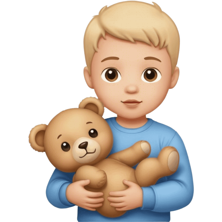 Baby boy with teddy bear emoji