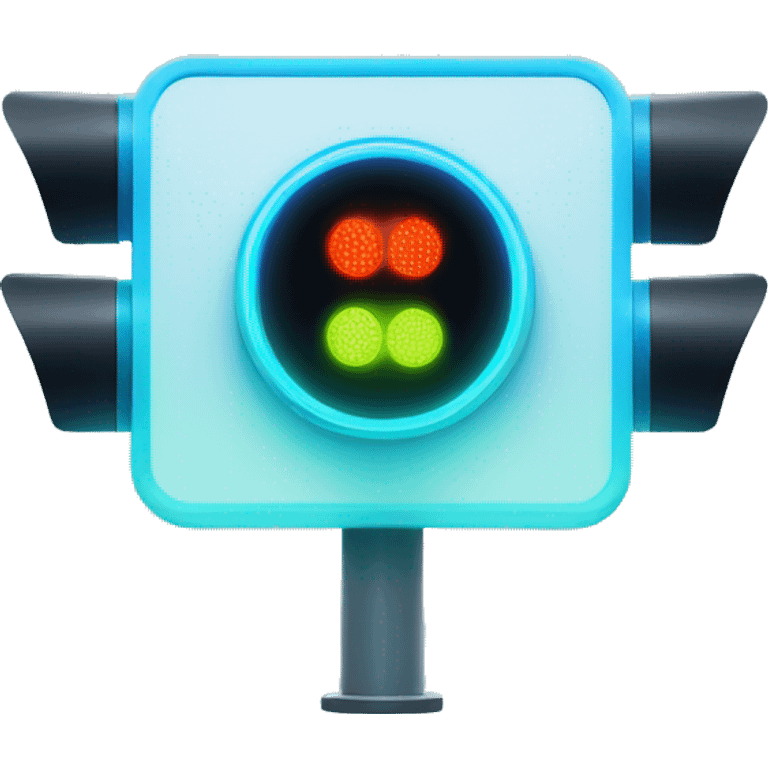 futuristic traffic light blue neon smart sensors emoji