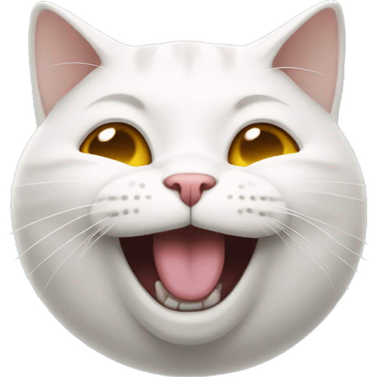 White British cat is laughing, his eyes are closed  emoji