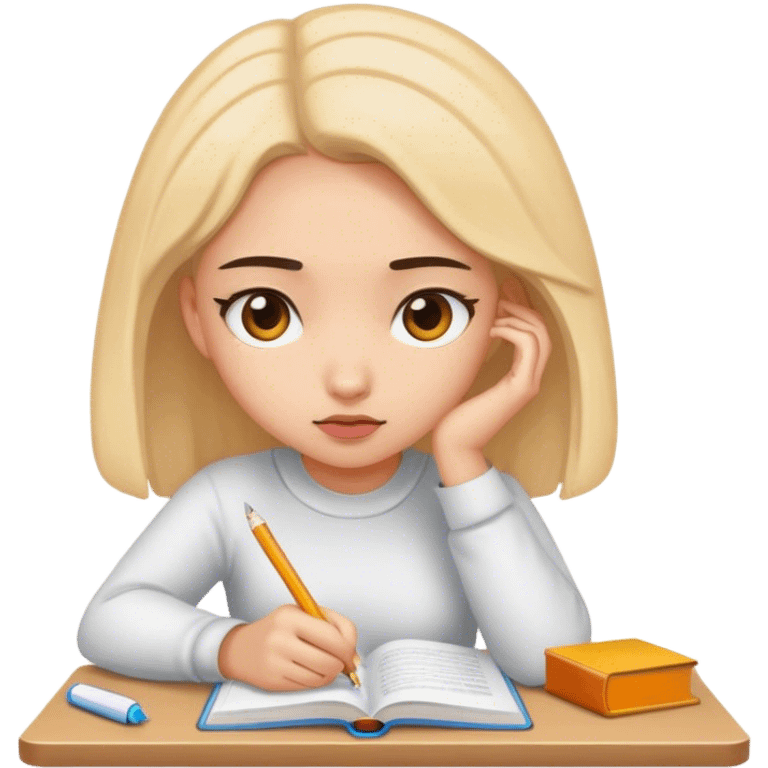 a girl studying very hard emoji