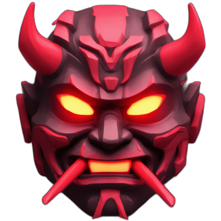 ONI MASK black color eyes red glowing neon japanese style low poly 3d emoji