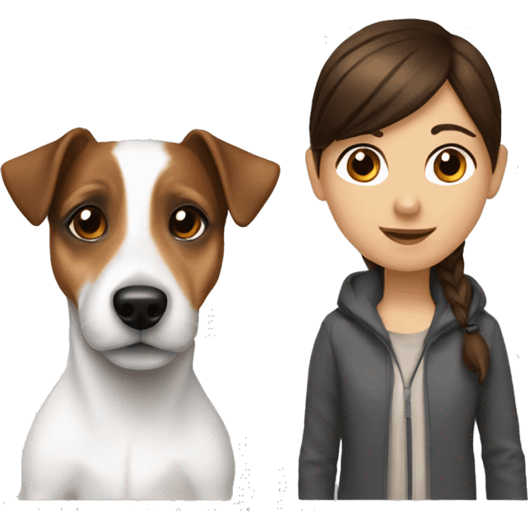 Jack Russell with a brunette girl emoji