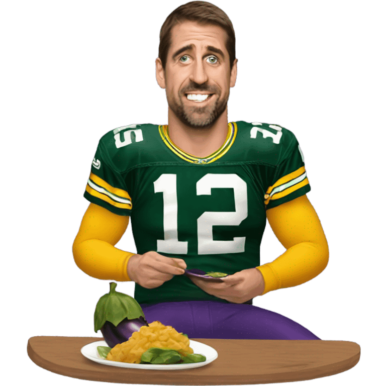 Aaron Rodgers eating an eggplant  emoji