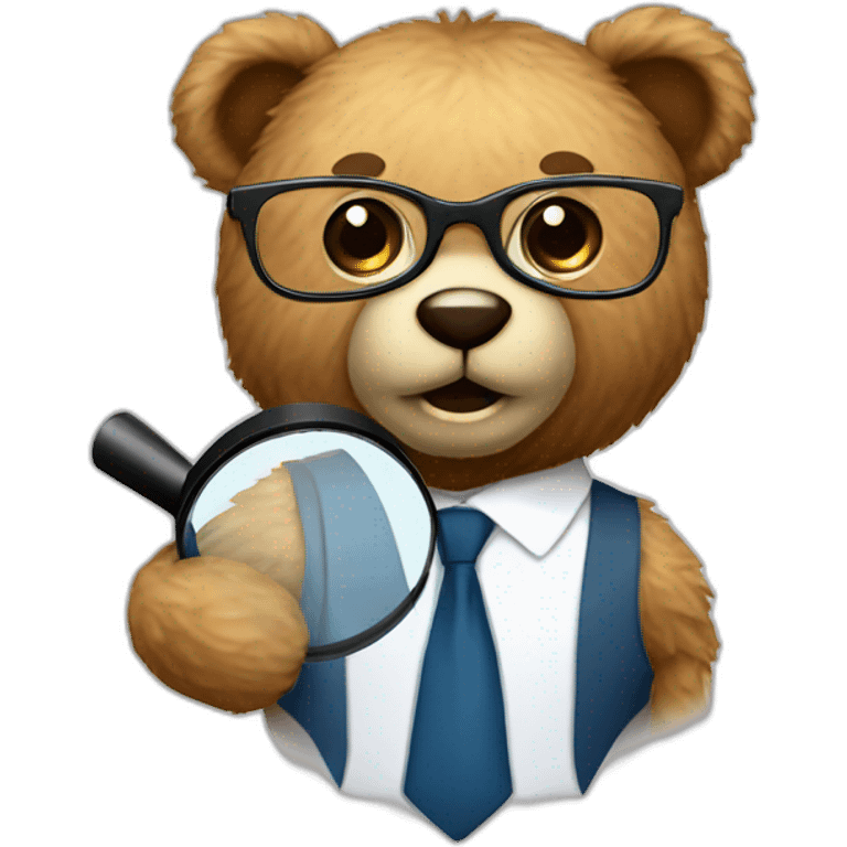 teddy bear with dress shirt and magnifying glass emoji