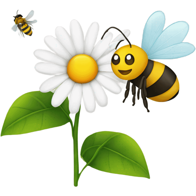 Daisy flower with a bee emoji