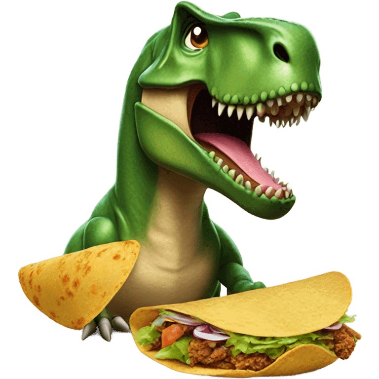 A T-Rex eating a taco  emoji