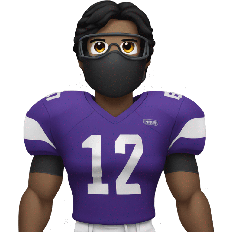 Football player with black hair, wearing a black mask and glasses  emoji