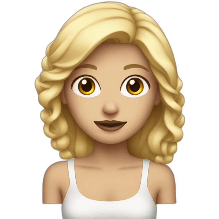 blonde girl using mac emoji