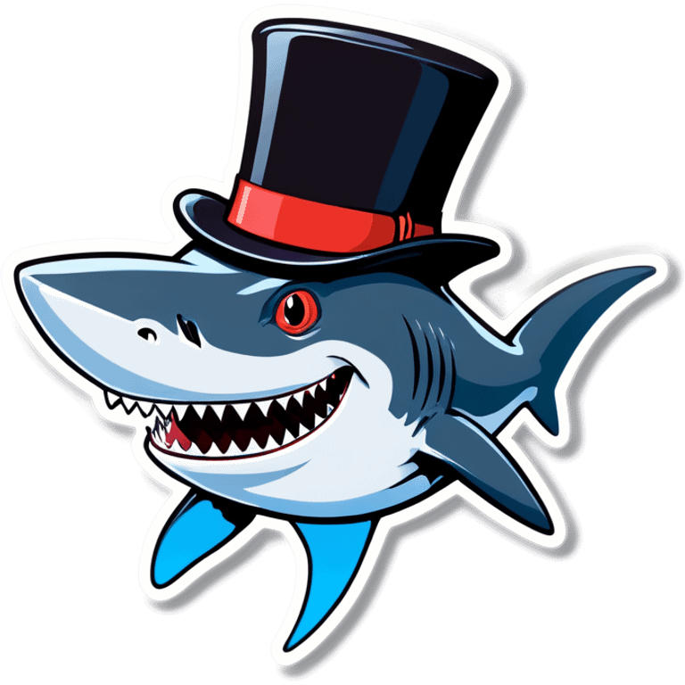 Shark with a top hat emoji