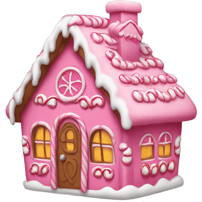 A pink gingerbread house emoji