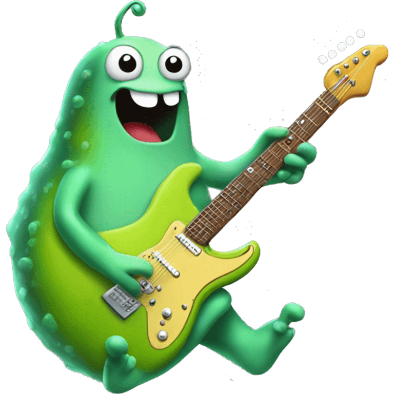 Happy slimy slug playing electric guitar emoji