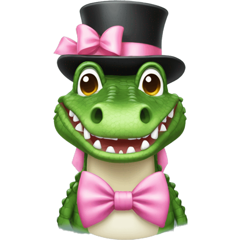 Coquette crocodile with pink bows emoji