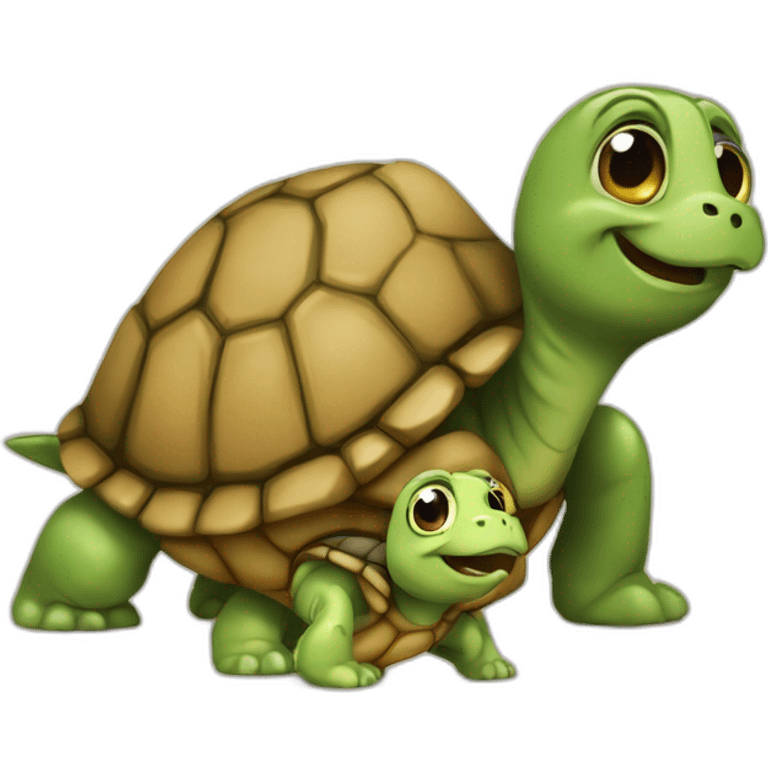 Une tortue avec un chien dessus emoji