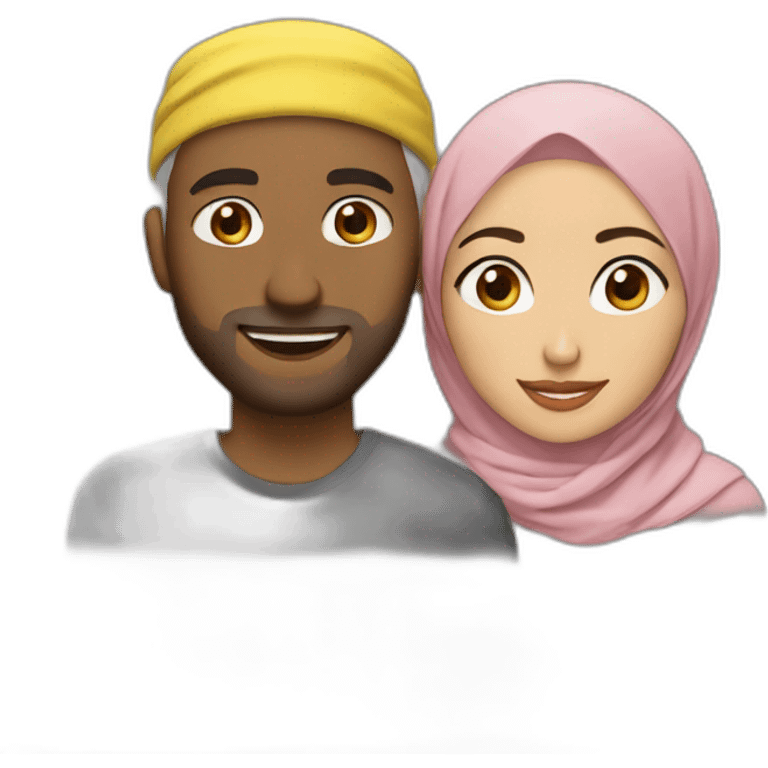 Me and my hijabi wife with earings blinking emoji