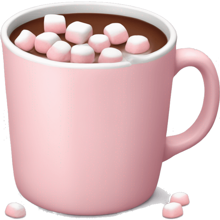 Light Pink mug of hot chocolate with marshmallows  emoji